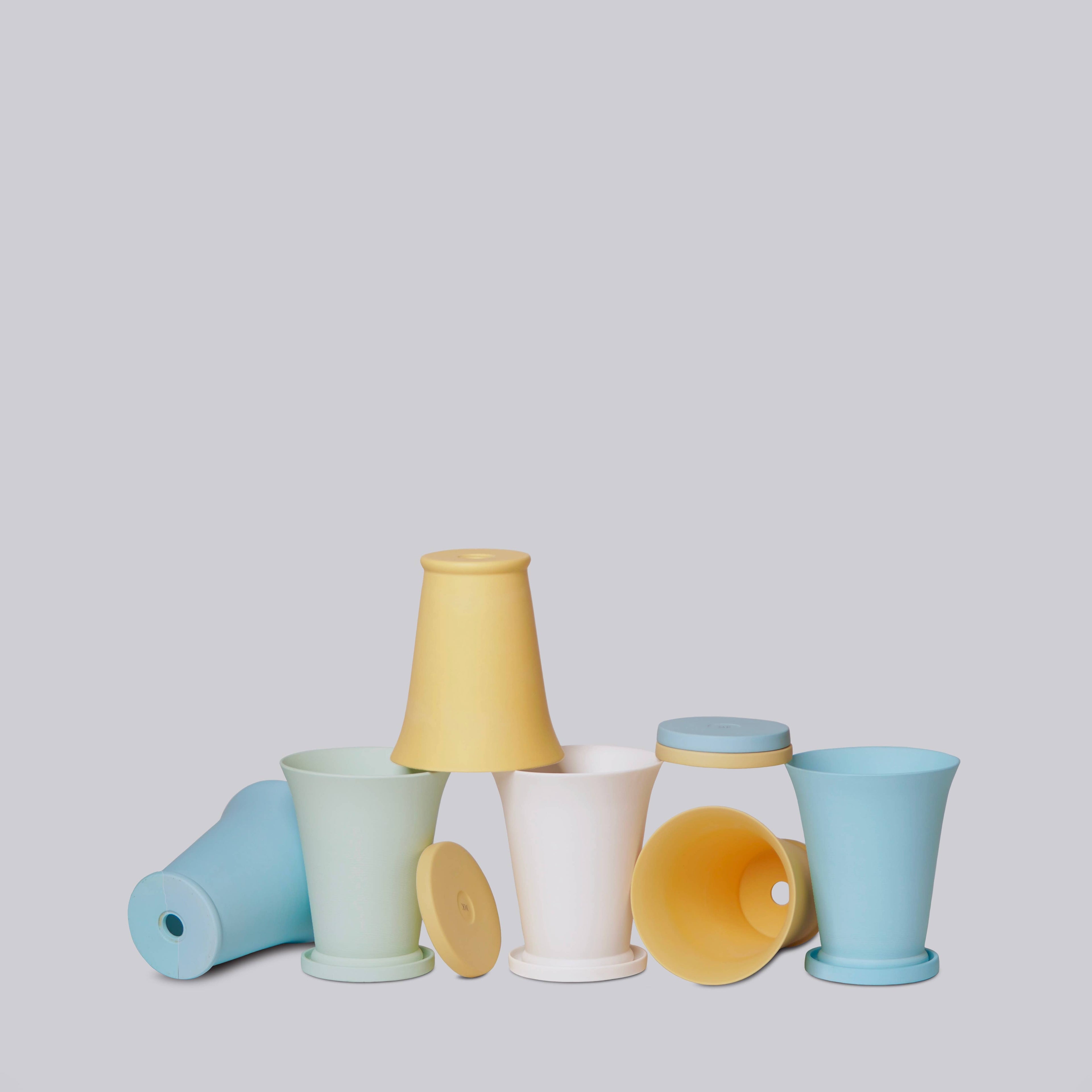 Matte Porcelain Minimus Conical Pot with Saucer