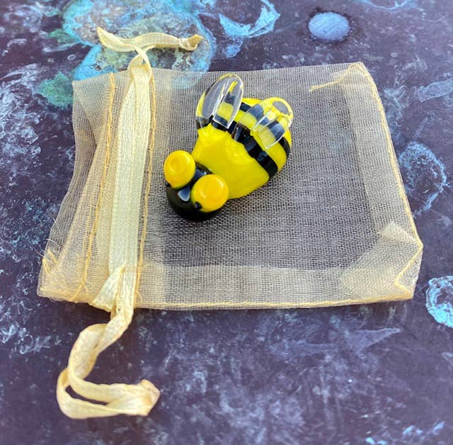 Glass Bee Sitter Miniature