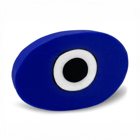 Blue evil eye soap with black and white eye design, handmade glycerin bar for protection, moisturizing, cruelty-free, vegan, paraben-free, gluten-free
