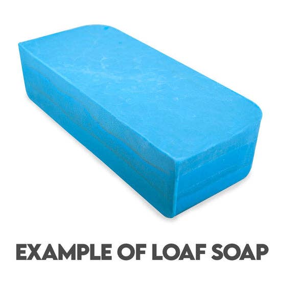 Blue loaf soap bar with smooth surface, example of a large handmade soap for personal care or gift purposes