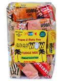 V+D Free Fudge Vegan Organic Candy Fudge Mix in colorful packaging with coconut sugar, tropical palm trees, and net weight details
