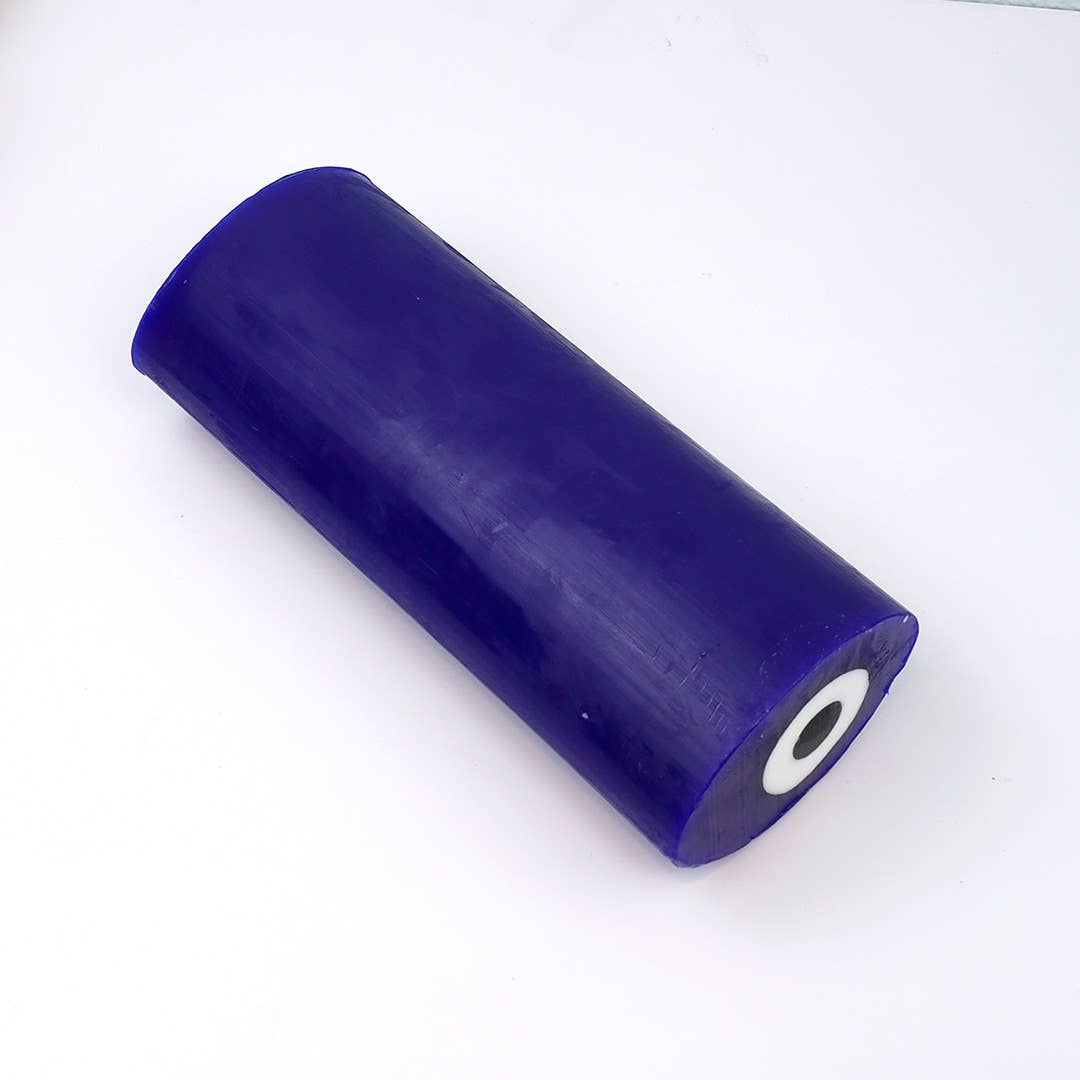 Stack of blue evil eye glycerin soaps with eye design, handmade moisturizing protection soap, cruelty-free, vegan, gluten-free