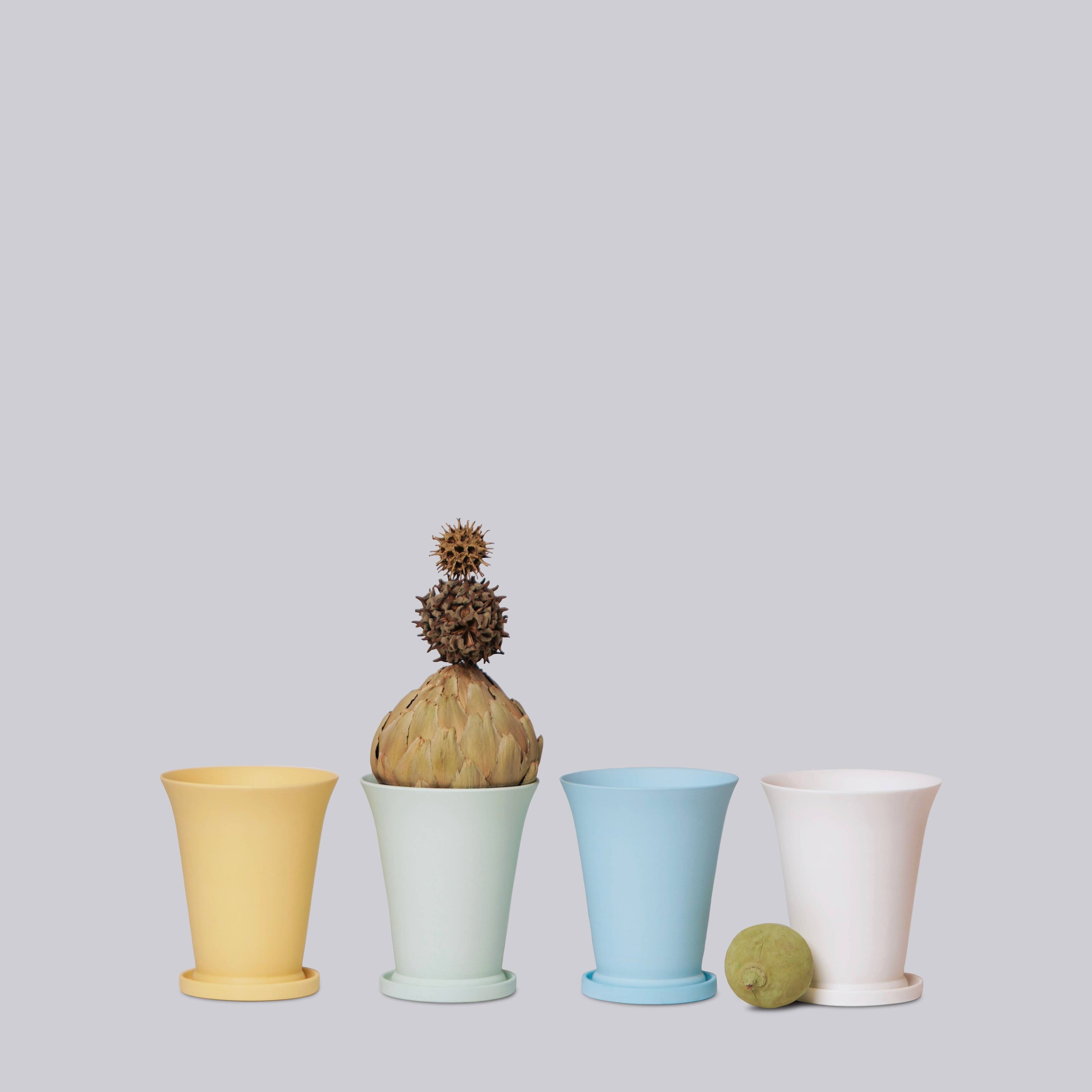 Matte Porcelain Minimus Conical Pot with Saucer